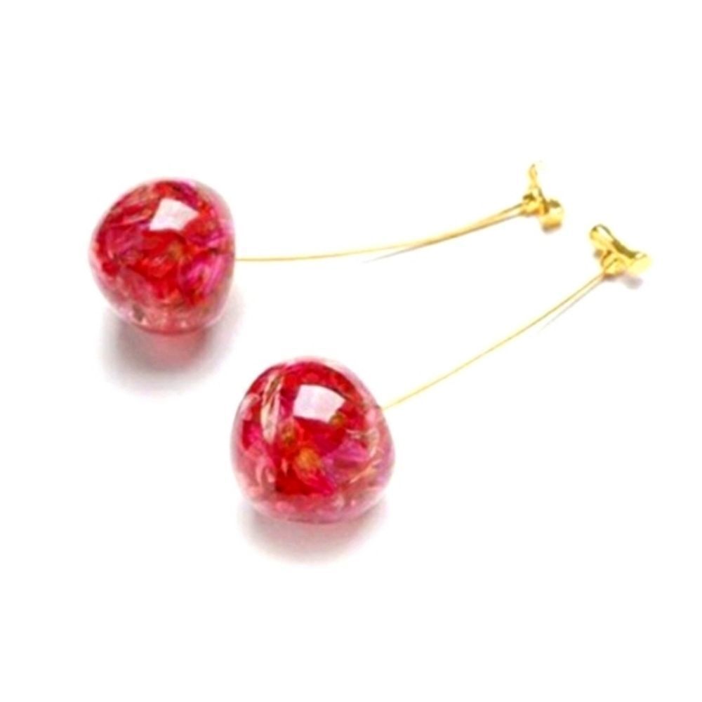 Cherry Threaded Resin Earrings - Picture 3 of 12